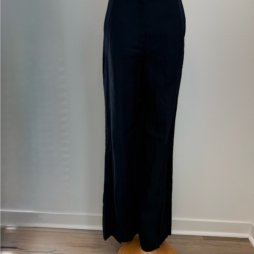 NWT Roberto Cavalli navy woven trouser dress pants wide leg 42 size 6 8 medium